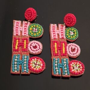 Colorful Beaded 'Ho Ho Ho' Earrings